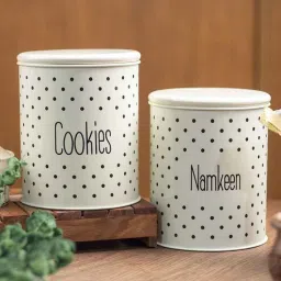 market 99 Ivory Galvanised Iron 1400ml Cookie & Namkeen Jar Containers-picture-42