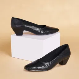 Forever Glam by Pantaloons Textured Pointed Toe Block Pumps-53