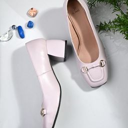 El Paso Square Toe Embellished Block Pumps-17