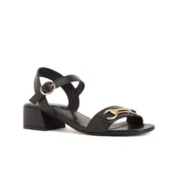 Peach Flores Open Toe Leather Block Heels-17
