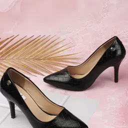 ELLE Textured Slim Heel Pumps-39
