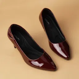 Ozuri Leather Pointed Toe Kitten Heel Pumps-50