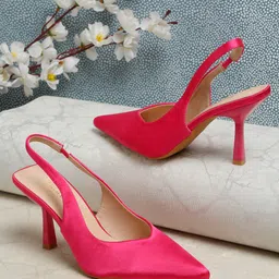 Flat n Heels Pointed Toe Stiletto Pumps With Backstrap-53