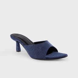20Dresses Blue Textured Open Toe Canvas Kitten Heels-image-48