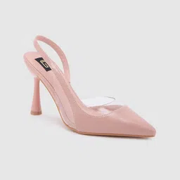 Sole To Soul Peach Coloured Pointed Toe Slim Heeled Pumps-27