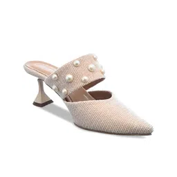 Chere Luxe Pointed Toe Embellished Textured Block Mules image 4
