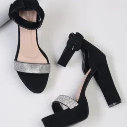 Bruno Manetti Black Suede Party High-Top Block Pumps-picture-12