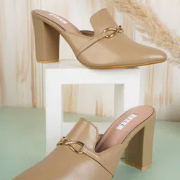 ELLE Women Pointed Toe Block Mules-47