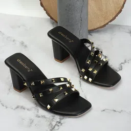 DressBerry Embellished Open Toe Block Heels-14