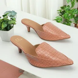 Carlton London Textured Pointed Toe Kitten Heel Mules-6