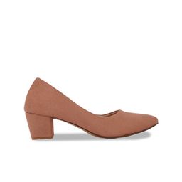 Style Shoes Pointed Toe Suede Work Block Pumps image 5
