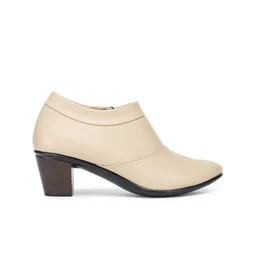 Shezone Cream-Coloured Block Heeled Boots image 4