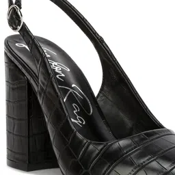 London Rag Macha Pointed Toe Textured Block Pumps With Buckle Closure image 2