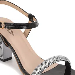 Truffle Collection Embellished Open Toe Backstrap Block Heels image 4
