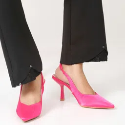Flat n Heels Pointed Toe Stiletto Pumps With Backstrap image 3