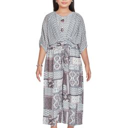 Peppermint Girls Printed Waist Tie-Ups Culotte Jumpsuit-image-77