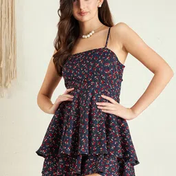Berrylush Floral Printed Layered Playsuit-14