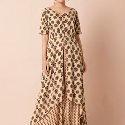 INDYA Ethnic Motifs Printed Layered Culotte Jumpsuit-41