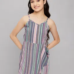 Stylo Bug Girls Striped Shoulder Straps Playsuit-image-11