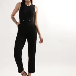 ELLE Round Neck Cotton Basic Jumpsuit-image-23