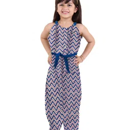 Kids On Board Girls Chevron Printed Pure Cotton Basic Jumpsuit-picture-2