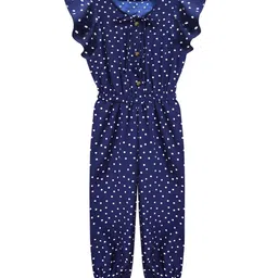 A T U N Girls Navy Blue & White Printed Basic Jumpsuit-image-33