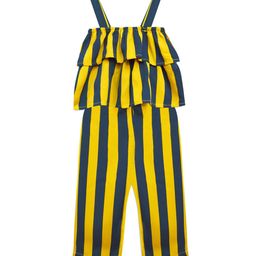A T U N Girls Yellow & Navy Blue Striped Basic Jumpsuit-image-18