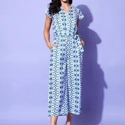 StyleStone Women Tie & Dye Linen Basic Jumpsuit-image-5