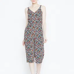 DODO & MOA Black & Blue Sleeveless Printed Capri Jumpsuit-picture-38