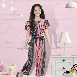 Cutiekins Girls Black & Pink Printed Capri Jumpsuit-image-52