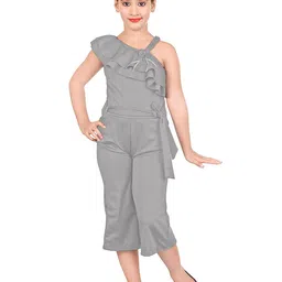 BURBN Girls One Shoulder Waist Tie-Ups Ruffles Basic Jumpsuit-image-103