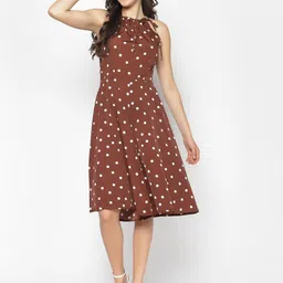Sera Women Brown & White Polka Dot Printed Culotte Jumpsuit-picture-32