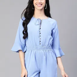 Oxolloxo Tie Up Neck Bell Sleeves Playsuit-picture-15