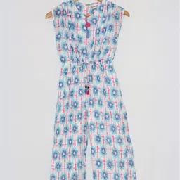 Peppermint Girls Blue & White Printed Basic Jumpsuit-image-53