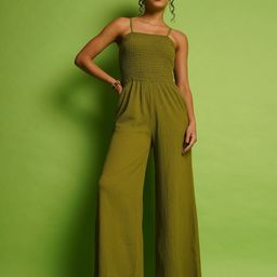 Globus Self Design Shoulder Straps Smocked Detail Basic Jumpsuit-picture-27