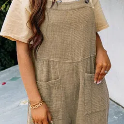 Stylecast X KPOP Khaki Square Neck Sleeveless Jumpsuit image 3