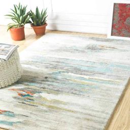 Multicolor Wool And Viscose Abstract 2 x 3 Feet Hand Tufted Carpet by Jaipur Rugs-image-2