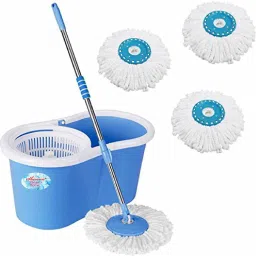 Magic Dry Bucket Mop - 360 Degree Self Spin Wringing With 3 Super Absorbers for Home & Office Floor Mop Set-picture-13