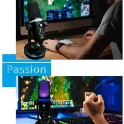 techblaze RGB USB Condenser Gaming Microphone Heavy Stand Volume & Mute Control Mic for Recording Streaming, Podcast, YouTube PC, PS4, PS5 and Mac image 5