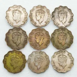 1 Anna George VI Full Set (1939-47) Very Rare Collection for Students Medieval Coin Collection-image-12