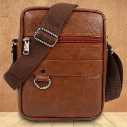Tan Men Sling Bag Stylish Cross Body Sling bag for Office, Cash, Business Collection, Travelling-image-119