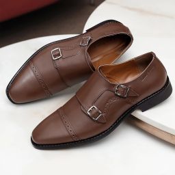 Russet Tan Italian Leather Double Monk Strap Formal Slip On Shoes for Men Monk Strap For Men-image-38