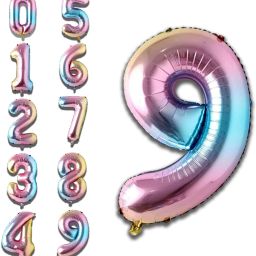 Solid Birthday/Anniversary Party Decoration Foil Plain 9 Number 32" Helium Supported Letter Balloon-image-66
