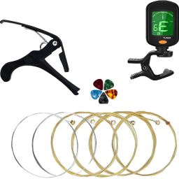 Acoustic Guitar Combo (String ,Capo ,Tuner ,Picks ) for Electric Guitar Ukulele Clutch Guitar Capo-image-23