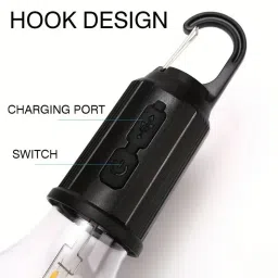 mz T01 (CAMPING LED LAMP) 3 Light Modes, Retro Design with Type C USB Charging 5 hrs Bulb Emergency Light image 3