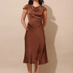 purvaja Women Bodycon Brown Midi/Calf Length Dress-picture-25
