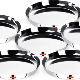 Stainless Steel Apple Shape Heavy Gauge Dessert Plates with Mirror Finish -17.8Cm Dia - Set of 6 Pcs Half Plate-image-53