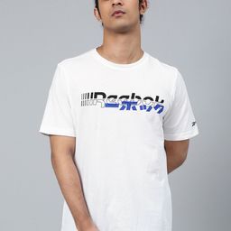 Reebok Men White  Black Meet You There Brand Logo Print Round Neck Training Pure Cotton T-shirt-image-11