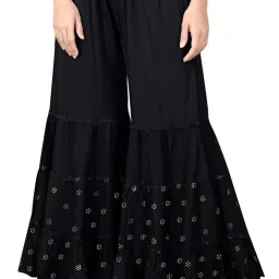 Women Relaxed Black Viscose Rayon Trousers-image-90