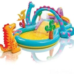 DINOLAND (IND*45) PLAY CENTER POOL WITH SLIDER Inflatable Swimming Pool-6